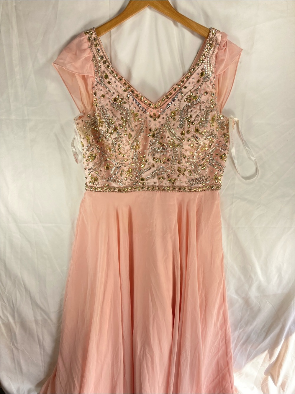 Dancing Queen Blush Pink Beaded Chiffon Formal Dress